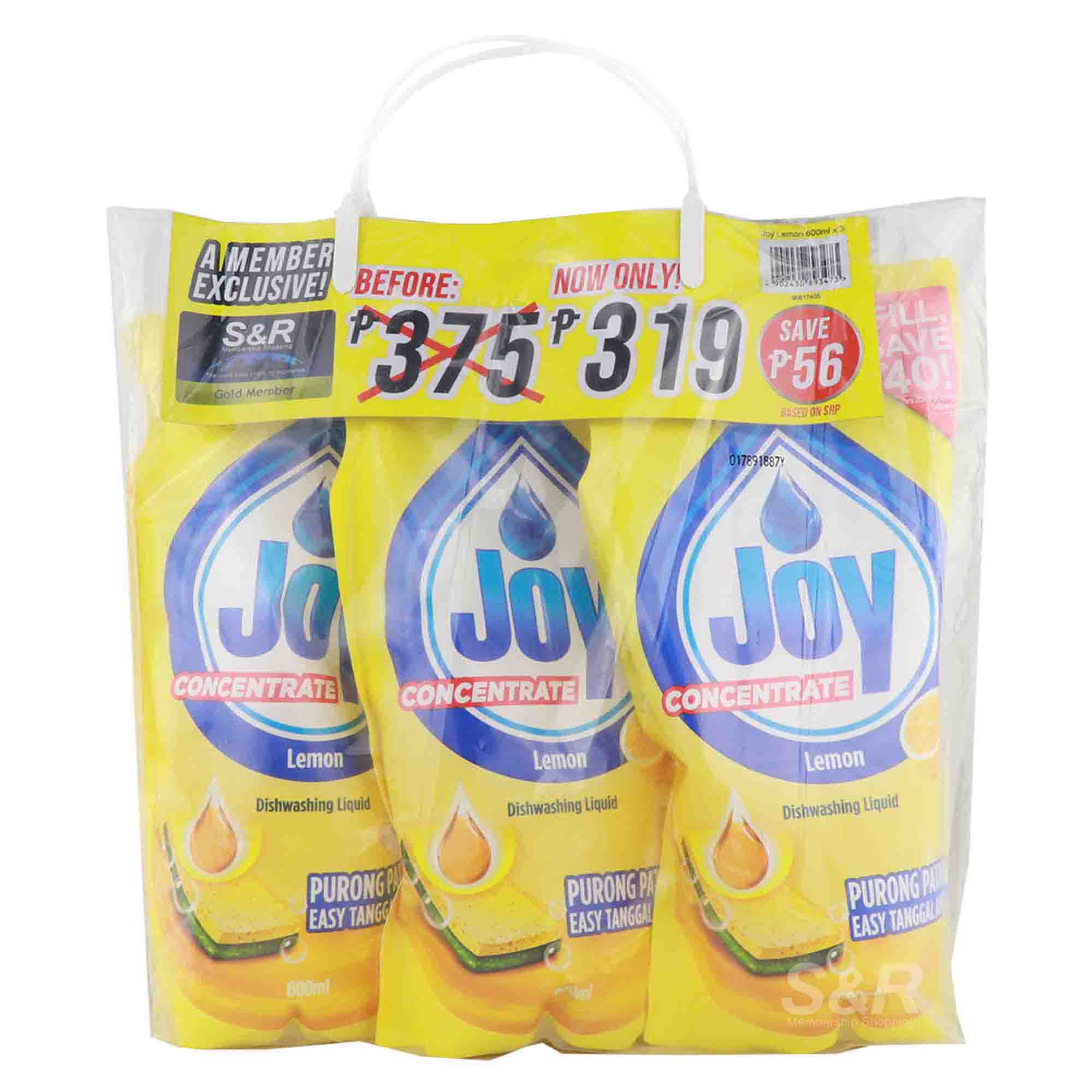 Joy Dishwashing Liquid Lemon Bundle Pack 3pcs